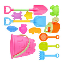 Kunststoff-Sandwerkzeug-Set für Kinder, 13-teilig, Burgen,-Rosa