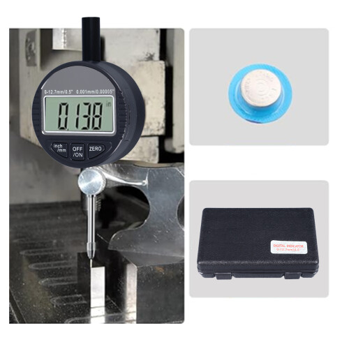 Digital Dial Indicator 0.001mm 0.00005in, 12.7mm Range, Aluminum 1