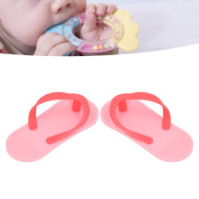 2 Stück Pinke Flip Flop Silikon Baby-Teether, Beruhigend & Lindernd bei Schmerzen
