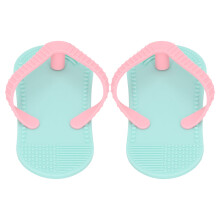 2 Stück Cyan Flip Flop Silikon Beißring für Babys, Beruhigt & Lindert Schmerzen