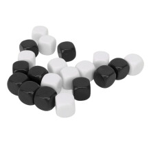 20 Stück DIY Kunststoff Würfel mit abgerundeten Ecken 16x16mm Schwarz & Weiß