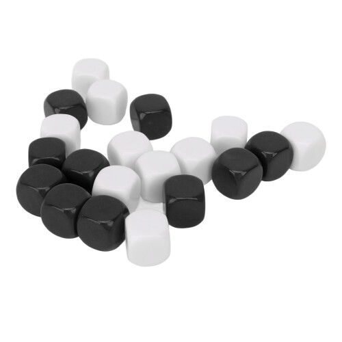 20 Pcs Durable Plastic Rounded Corner Dice 16x16mm White & Black