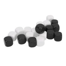 20 Stück DIY Kunststoff-Würfel, 16x16x16 mm, abgerundete Ecken, Weiß & Schwarz