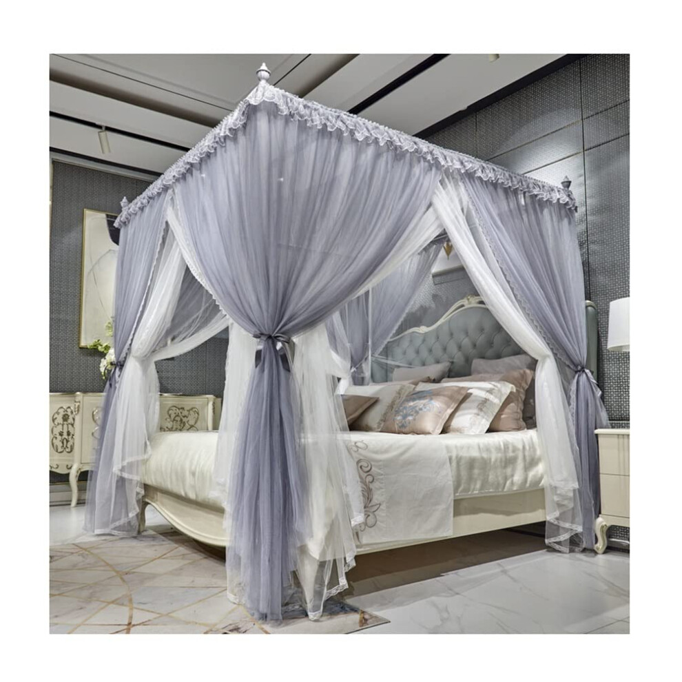 4 Corner Post Bed Canopy For Princess Room Mosquito Net 200x220cm 79x87in 1.5M/1.8M/2M Color C European Palace Style