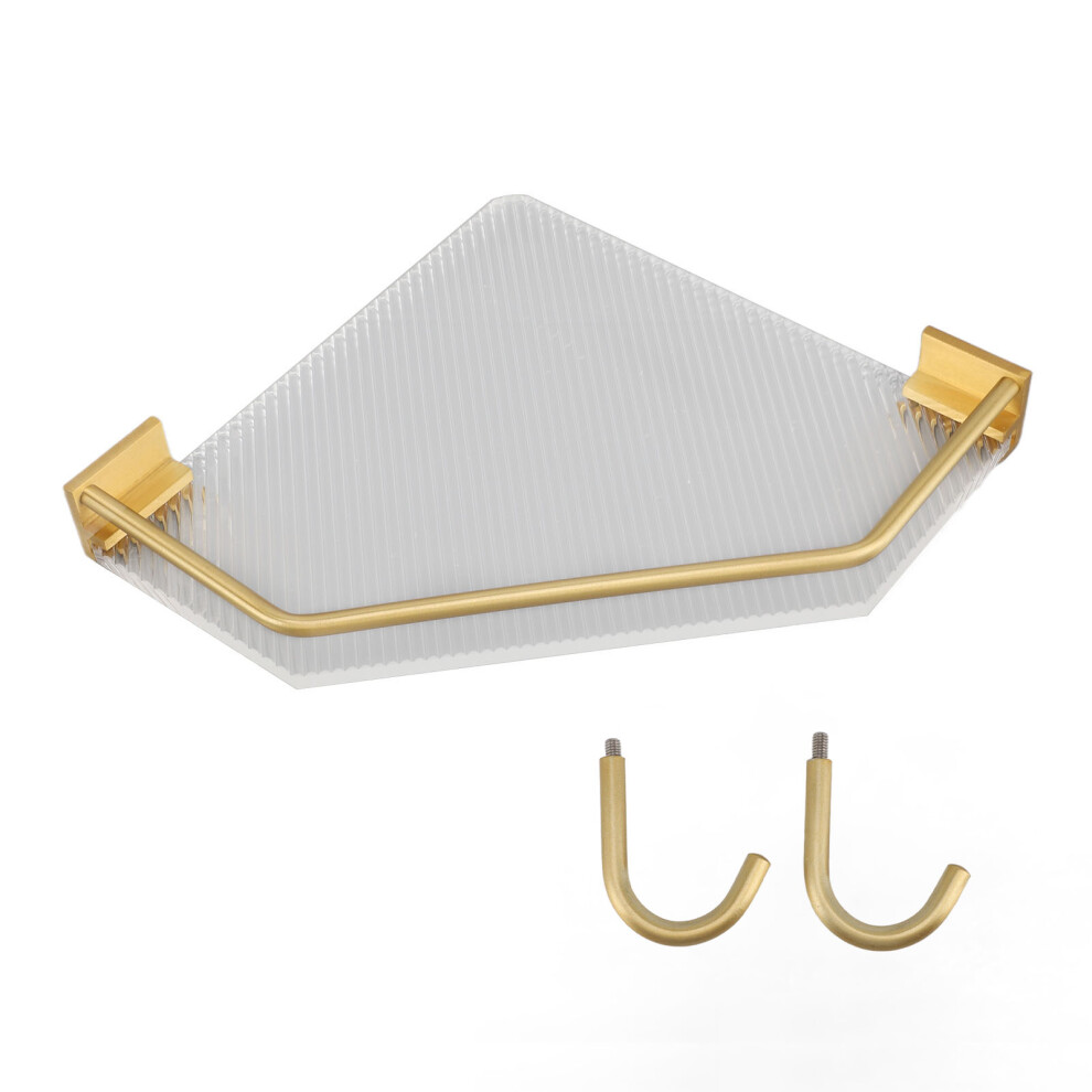 Acrylic Wall Corner Shelf Gold Floating Storage Rack With Hook 5041368927191