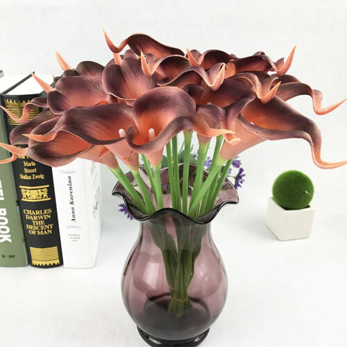 10 τεμάχια τεχνητά λουλούδια Calla Lily, ρεαλιστικό μπουκέτο για διακόσμηση γάμου, 1