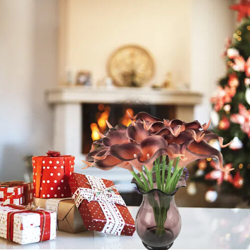 10 τεμάχια τεχνητά λουλούδια Calla Lily, ρεαλιστικό μπουκέτο για διακόσμηση γάμου, 2