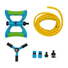 Aspersor giratório para jardim, gramado e quintal, com braços ajustáveis, ampla cobertura, conector de mangueira fácil de usar e material ABS