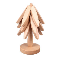 Hitzebeständiger Baum-Muster Buchenholz-Untersetzerset für den Küchengebrauch
