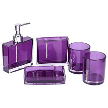 5er-Pack Acryl-Badezimmer-Organizer-Set, modernes-Lila