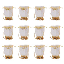 12pcs Round Base Party Candy Bags Drawstring Closure-Style C