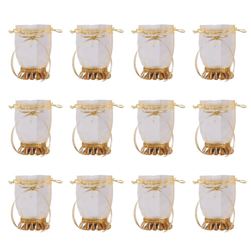 12pcs Drawstring Closure Candy Holder Round Base Gift-Style C