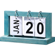 Compact Size Vintage Wood Perpetual Calendar, Easy to Store and Transport for Desktop Office Home Decoration