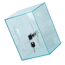 Acryl-Geldaufbewahrungsdose mit Schlüsselverschluss, klare-Blau