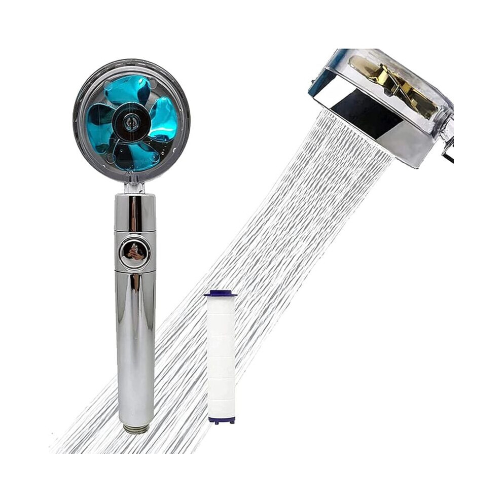 Hydro Jet Vortex Shower, High-Pressure Water Saving Shower Head With Turbo Propeller Drive Design, 360 Degrees Rotating Easy Install For Your Bathroom 9074015861827
