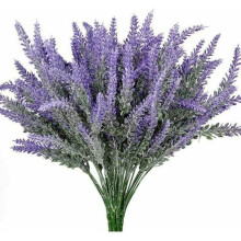 Lavandă artificială rustică, centre de masă și buchet de mireasă, pachete de flori de mătase realiste, violet verde elegant, 3 buc, flori