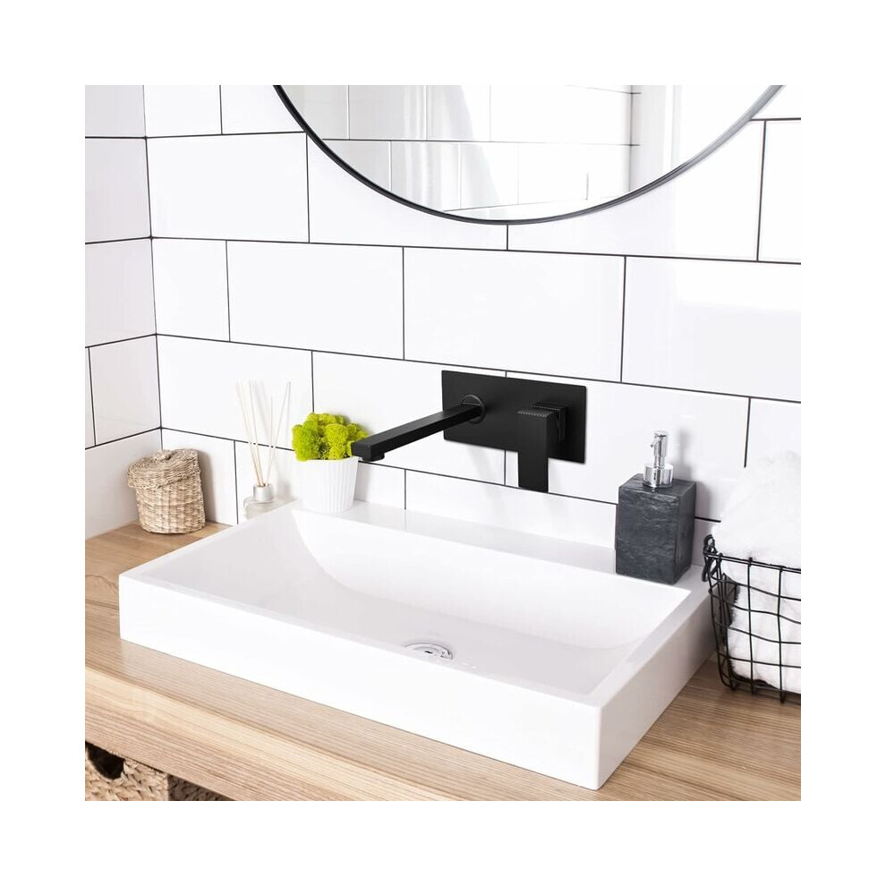 Solid Brass Wall-Mount Bathroom Faucet, Matte Black Finish Ensures Durability And Corrosion Resistance For Any Vanity Or Wash Pool Area 9128293479387