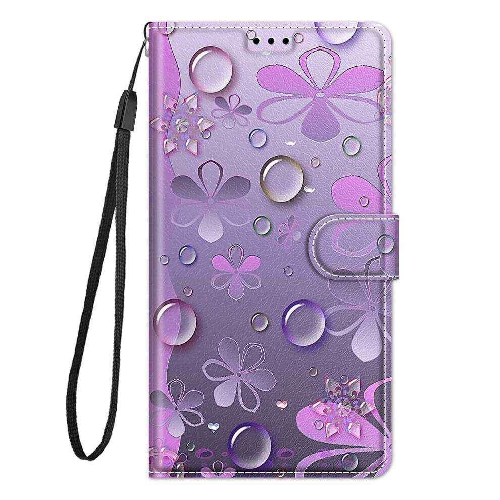 Compatible For Zte Blade A35e Case Silicone Leather Flip Pattern Wallet With Magnetic Closure Stand Card Slot Purple 9382693865748