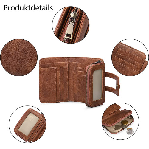 Genuine Leather Bifold Wallet, Advanced Blocking Material for Secure RFID Protection, Clear Windows for Easy ID Access, Handy & Practical Size 2