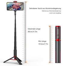 Treppiede GoPro 2 in 1 versatile, bastone per selfie, treppiede telescopico con blocco rotante per smartphone e action camera, intercambiabilità