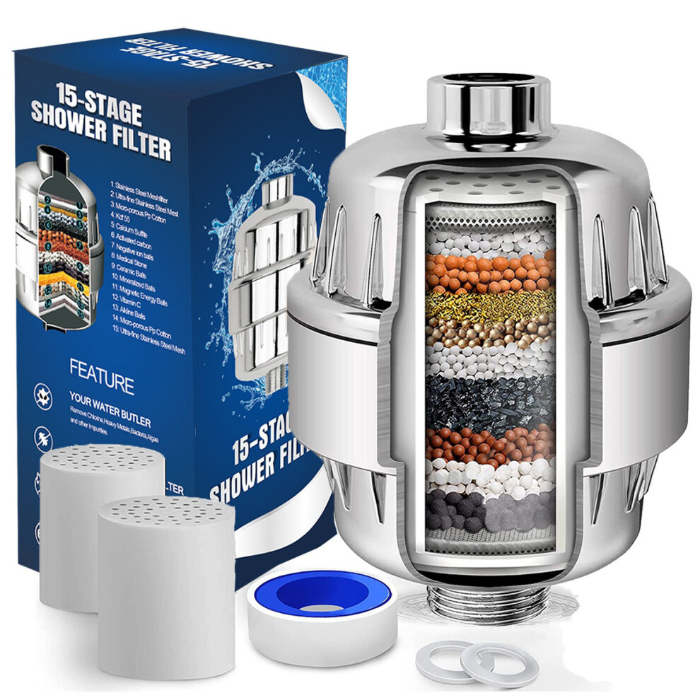 25-Stage Filtration System, High Output Shower Filter For Softened Water, Nourishing Minerals Infusion & Detoxifying Water Cartridge 9148971489194
