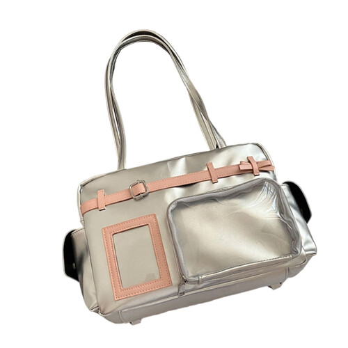 Anime Themed PU Shoulder Bag With Adjustable Strap-Silver
