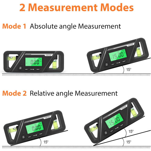 Kosingna IC Digital Angle Meter  Absolute And Relative Angle Inclinometer, Slope Conversion, LCD Backlit Display, Black 1
