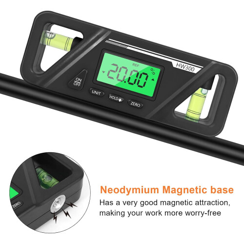 Kosingna IC Digital Angle Meter  Absolute And Relative Angle Inclinometer, Slope Conversion, LCD Backlit Display, Black 2