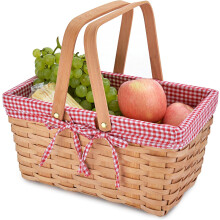 Timeless Willow Picnic Hamper, Eco-Friendly Double Folding Handles Basket with Easy Clean Liner for Memorable Outings and Picnics