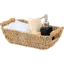 Assorted Sizes Decorative Baskets, Handcrafted Wicker Baskets with Handles, Storage Baskets for Organizational Supplies, Waterproof Seagrass Material,