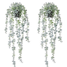 Elementi essenziali per il giardino, pianta artificiale di eucalipto salvaspazio in vaso nero, impermeabile, ideale per decorazioni interne ed