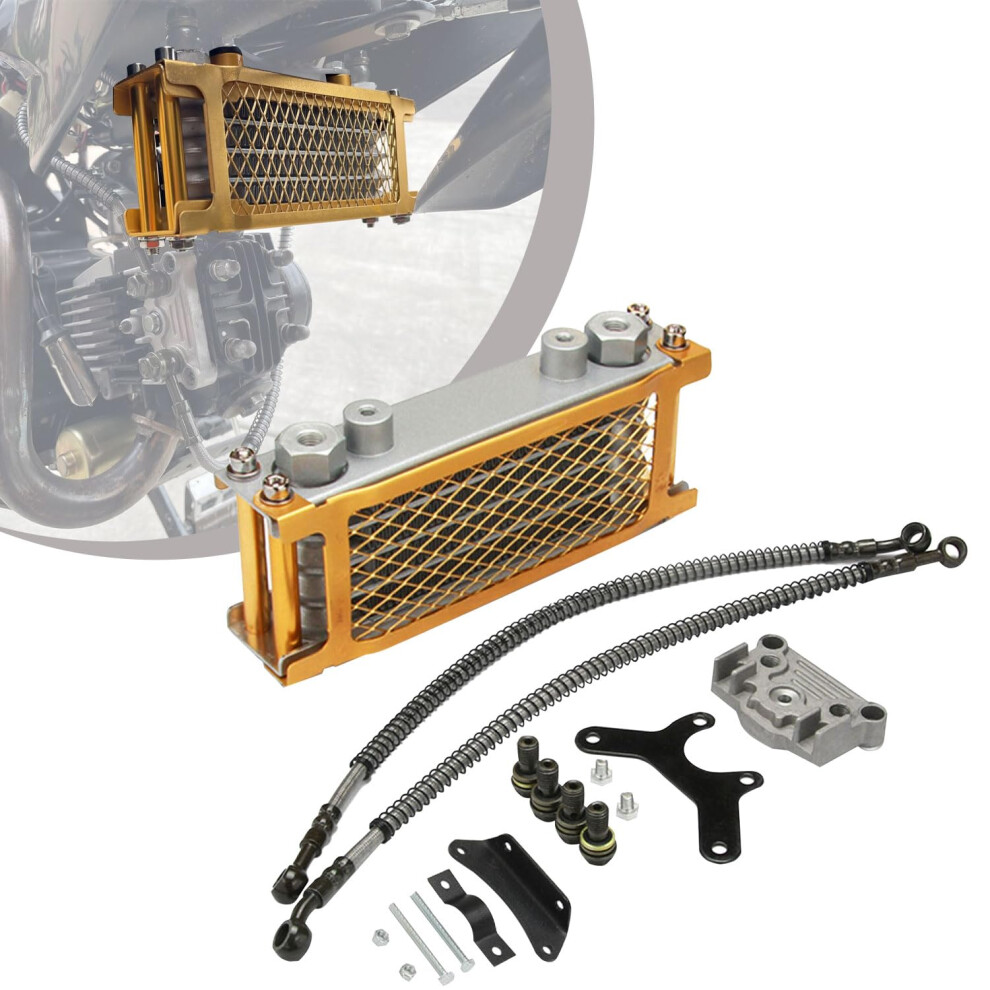 Motorcycle Oil Cooler Kit Aluminum Radiator For 70Cc140cc Pit Dirt Bike Efficient Cooling Gold 9189345178283