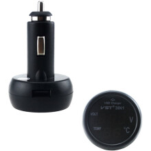 Monitor automobilistico multifunzionale, guscio in plastica ABS ecologico, doppio display digitale a LED, voltmetro e tester di temperatura per