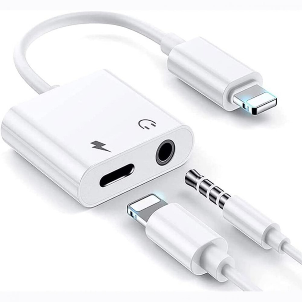 Charger Splitter For Iphone, 2 In 1 Lightning To 3.5Mm Aux Audio Adapter With Apple Mfi Certification, Supports Simultaneous Charging And 9128293100847