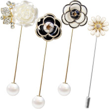 Brosje med skjellperlekrage, elegant utseende, blomsterprint, strass, krystall, motesmykker, skjortekrage, brosjer, bryllup