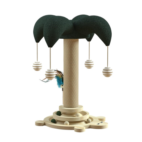 Cat Scratching Post with Durable Sisal Cat Tree and Interactive Ball for Large Indoor Cats