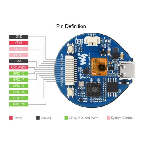 Effektiver RP2040-Touch-LCD 1,28" Touch Display DualCore Arm Cortex M0 Prozessor 2