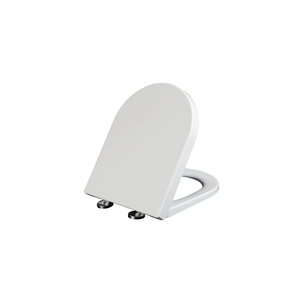 Soft Close D Shape Toilet Seat White Quick Release Easy Clean Adjustable Hinges 02A 9189345178511