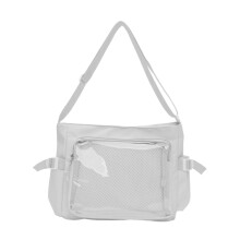 Sac à bandoulière élégant en nylon pour étudiants et-Blanc
