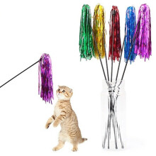 5 Stück Buntes Band Katzenspielzeug Lustiger Kätzchenstab-Teaser Plastikstab für Katzen Interaktive Spielzeuge