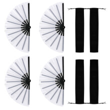 Plastic Hand Held Folding Fan Chinese Kung Fu Hand Fan-White
