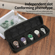 5-slot horloge reiscase - Duurzame harde beschermingsorganizer met zacht schuimkussen en ergonomisch handvat