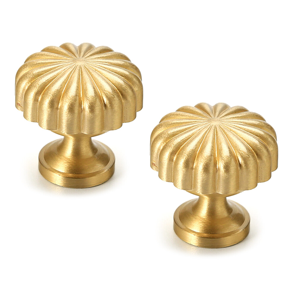 2Pcs Cabinet Pull Brass Dressers Knob Round Stripe Drawer Pulls 7732000543128