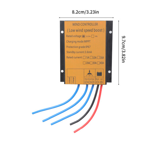 IP67 Waterproof MPPT Wind Charging Controllers 12V 24V 16A 300W 2