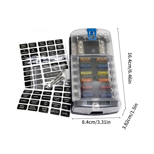 100A Blade Fuse Panel 12 Circuits With Labeling Space for 2