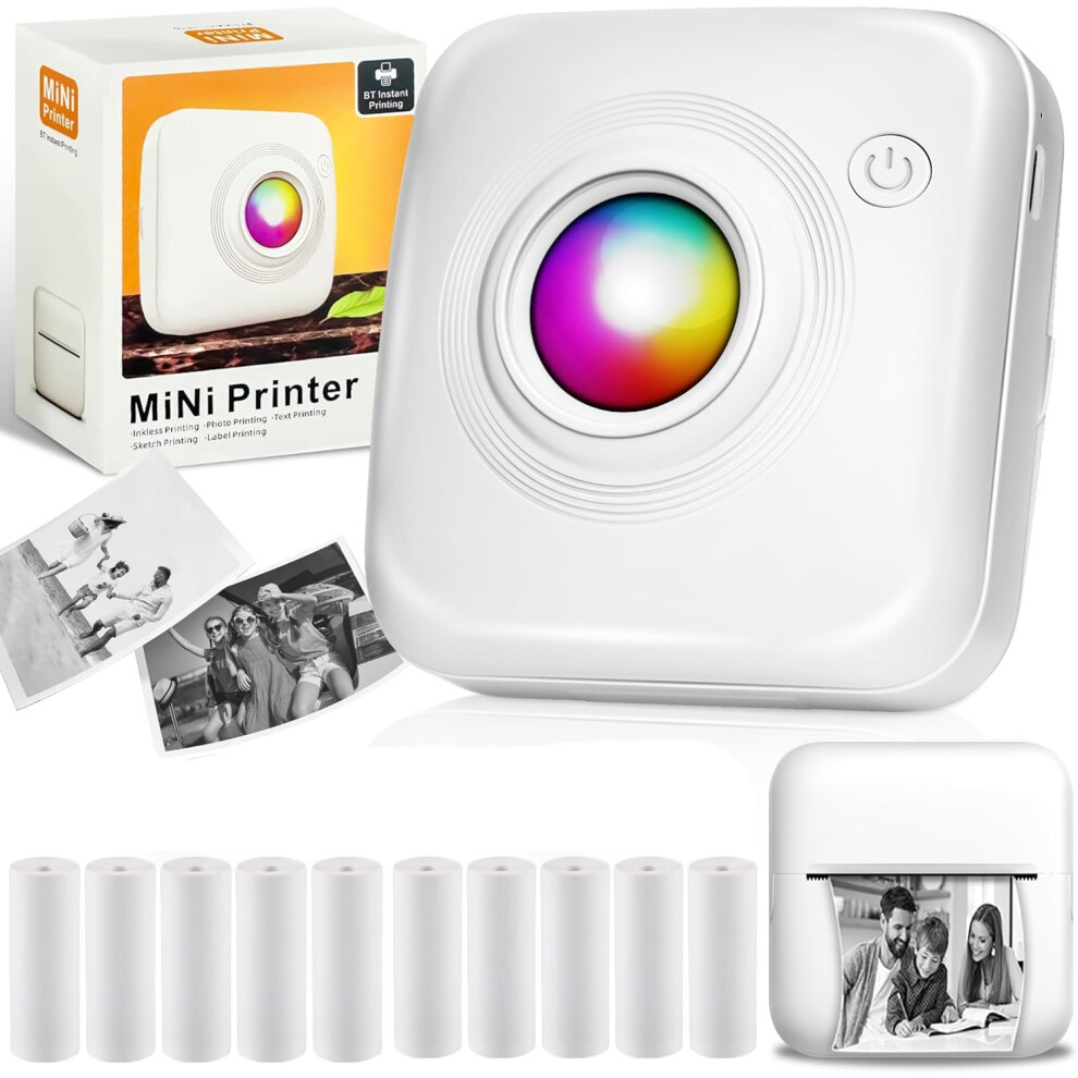 Bluetooth Thermal Printer For Mobile Printing, Inkless Printing Solution For On-The-Go Creations, Diy Stickers With Multipurpose Uses, Colorful Paper 9468298536310