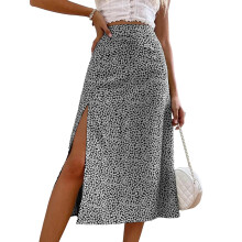 Gonna da donna in stile boho floreale, gonna midi a trapezio in tessuto leggero e fluido con motivo floreale boho e spacco laterale, vita alta a