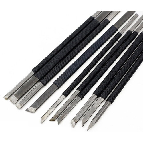 Stone Carving Tools Set 10Pcs  Carbon Steel for Precise Lettering and Multiple Graver Styles 1