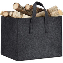 Light Felt Material Firewood Bag, Foldable Firewood Holder for Portable Carrying, Decorative Accessory for Indoor Outdoor Use, Anthracite (36 x 26 x 1