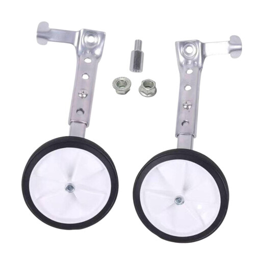 Bicycle Stabilizers 1 Pair Metal Support Kit Silver Compatible With Training Wheels